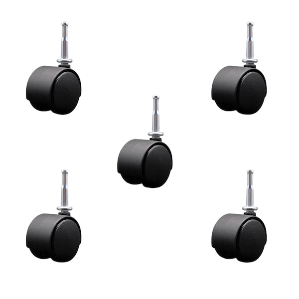 Service Caster 2'' Chair Casters Nylon Hooded Twin Wheel 5/16'' Grip Neck Stem, 5PK SCC-GN02S50-NYS-5 - main